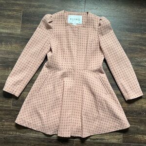 Kling Pink Polka Dot Coat Dress Jacket | Women’s Size M | Tailored Fit